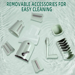 Rotary Cheese Grater with Handle, Vegetable Shredder with 5 Replaceable Blades & Strong Suction Base, Round Food Slicer & Choppe
