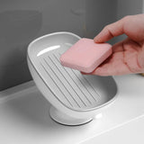 Suction Cup Soap Dish Drainable, Rust-Proof, for Bathroom, Kitchen Sink, Shower, Luxury Design, Easy Clean