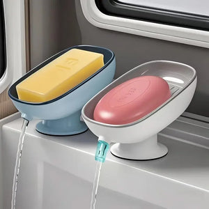 Suction Cup Soap Dish Drainable, Rust-Proof, for Bathroom, Kitchen Sink, Shower, Luxury Design, Easy Clean