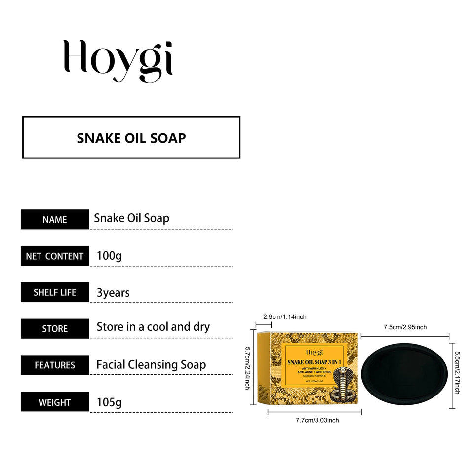 Hoygi Snake Oil Cleansing Soap Gently Cleanses Facial Skin, Leaving it Soft, Smooth, Refreshing, and Oil Controlling 100g
