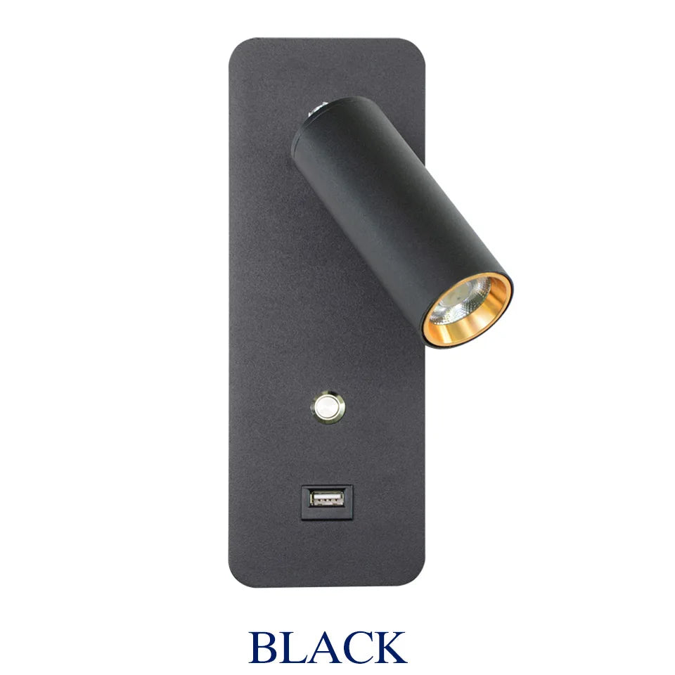 Indoor Led wall lamps 7W with USB Charge Wall Lamp Bedroom Living room Nordic Modern Wall Light Aisle with switch Wall sconce