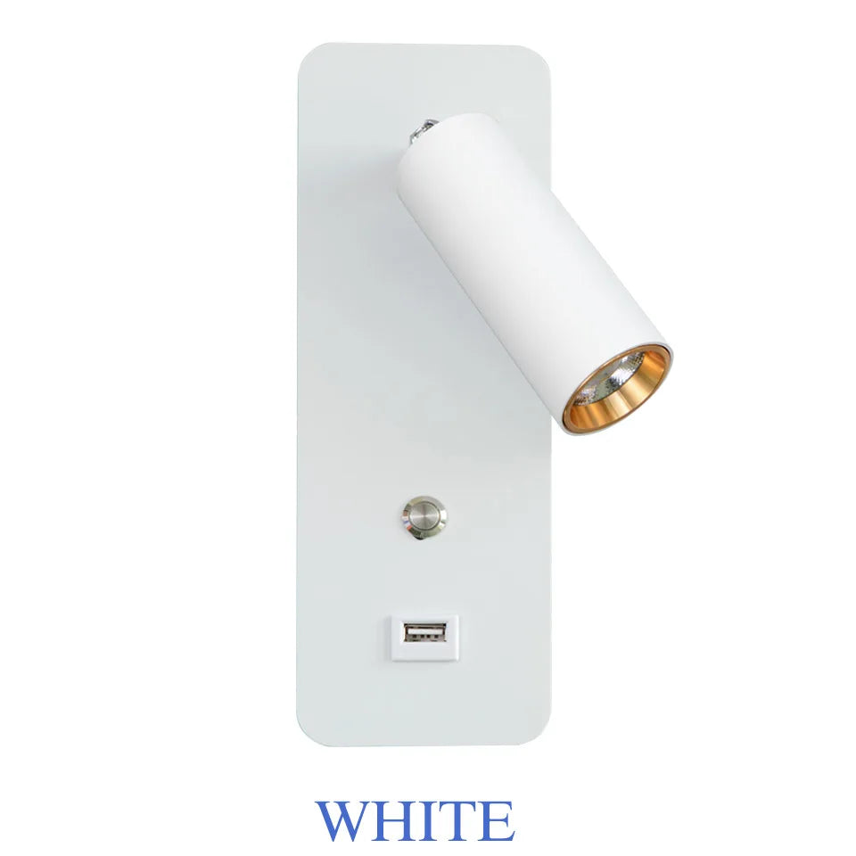 Indoor Led wall lamps 7W with USB Charge Wall Lamp Bedroom Living room Nordic Modern Wall Light Aisle with switch Wall sconce