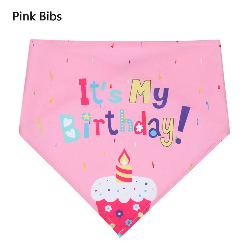 Cute Pet Birthday Caps/Bibs Design Headwear Triangle Scarf Hat Tie Collar Cat Dog Costume Pets Accessories Decoration Supplies