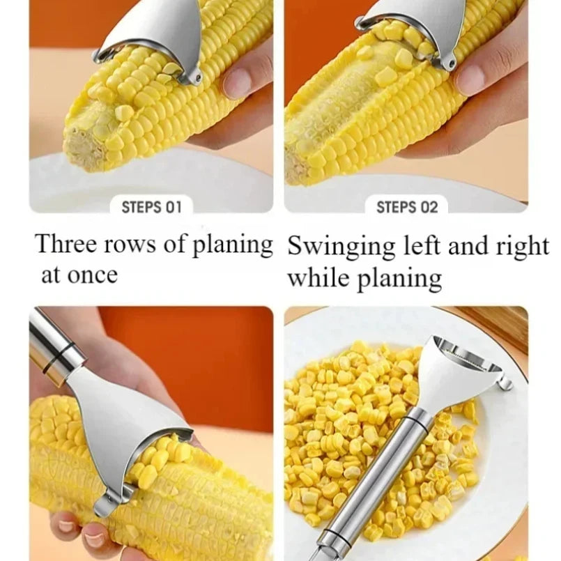 Corn Stripper Stainless Steel Manual Corn Planer Cob Stripper Reusable Corn Peeler Thresher Kitchen Fruit Vegetable Gadget Tool