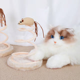 Cat Toy & Scratcher Set - Spiral Steel Spring Linen Disc Scratching Pad + Linen Mouse, Durable Cat Scratching Toy for Nail Care