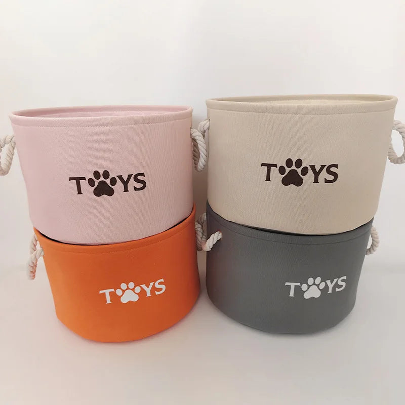 Round Pet Toy Basket Cat Dog Toys Storage Box Foldable Clothes Storage Basket with Handle Pet Supplies Dog Accessories