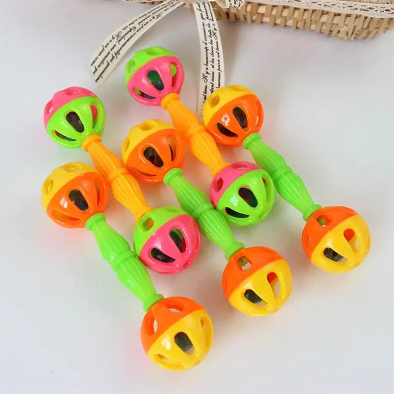 2Pcs Pet Parrot Interactive Colorful Ball with Bells Plastic Toy for Budgie