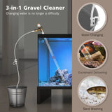 Adjustable Water Flow Sand Cleaner Press-Type Siphon Pump Aquarium Gravel Cleaner with Glass Scraper Fish Tank Water Changer Kit