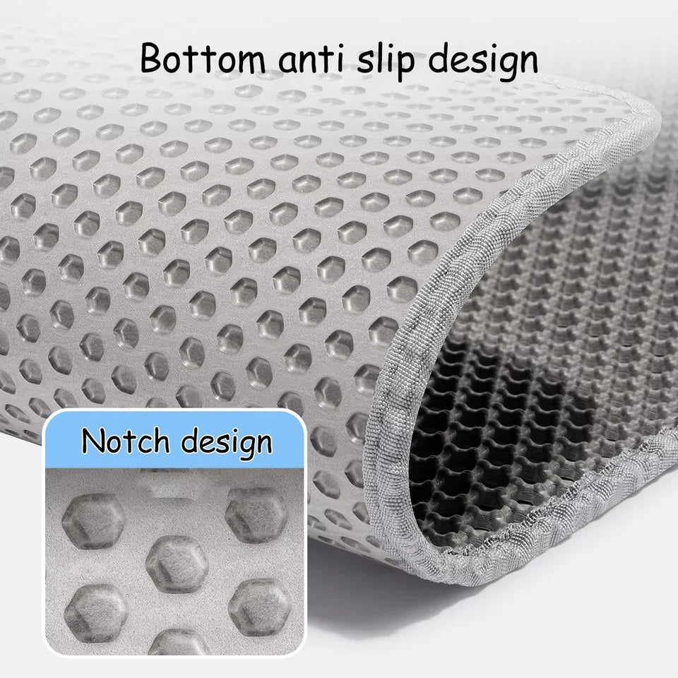 Large Cat Litter Mat Waterproof Double Layer Non-Slip Washable Pet Litter Box Mat Durable Sand Trapper Cat Scratcher
