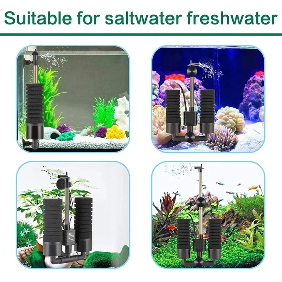 220V Aquarium Filter Fish Tank Air Pump Skimmer Biochemical Sponge Filters Fish Tanks Filtration System Aquariums Accessories