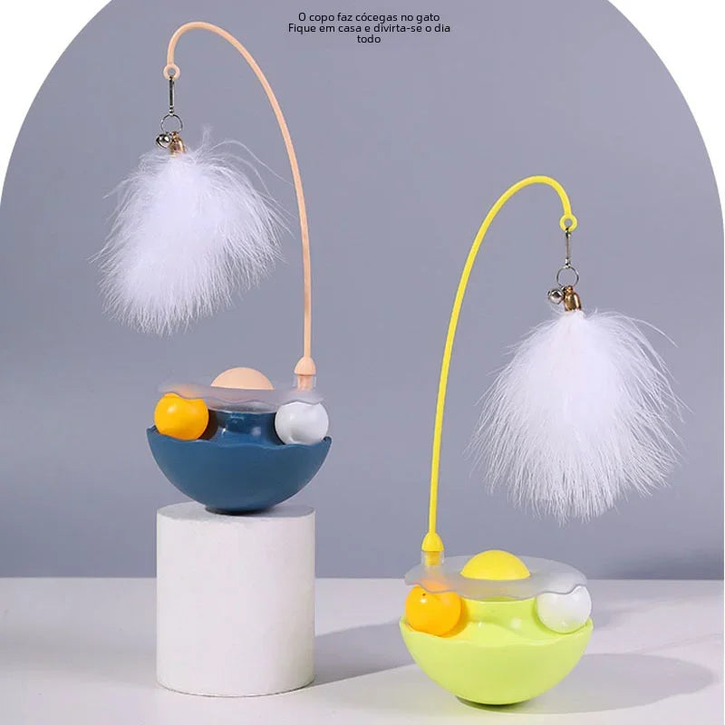 Tumbler Cat Toy Removable Stick Feather Scratching Ball Anti-Bite Turntable Interactive Toy Interesting Pet Supplies