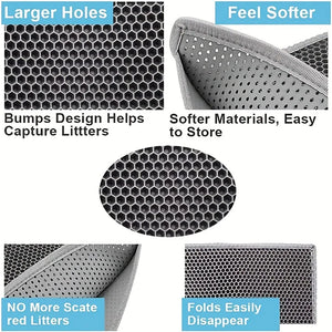 Large Cat Litter Mat Waterproof Double Layer Non-Slip Washable Pet Litter Box Mat Durable Sand Trapper Cat Scratcher