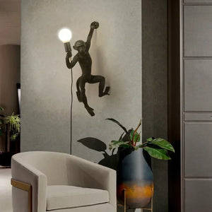 SANDYHA Nordic Retro Resin Monkey Wall Lamps for Living Room Home Decor Bedroom Led Lights Kitchen Island Dining Table Lightings
