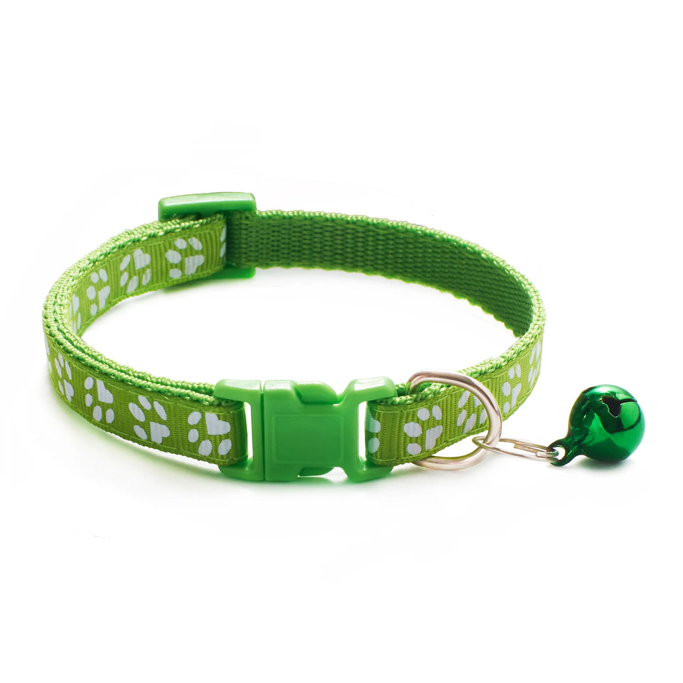 HABO Collar With Bell Cartoon Footprint Colorful Dog Puppy Cat Accessories Kitten Collar Adjustable Safety Bell Ring Necklace