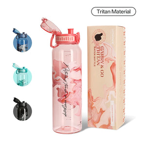 New UZ 1L BPA-Free Water Bottle Artistic Leakproof Shaker Sports Drink Cup Large Capacity Plastic for School Travel Climbing Gym