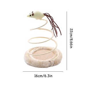 Cat Toy & Scratcher Set - Spiral Steel Spring Linen Disc Scratching Pad + Linen Mouse, Durable Cat Scratching Toy for Nail Care