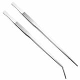 Stainless Steel Aquarium Tweezers Set (27/38/48cm) - Curved Aquascaping Tools for Plants & Feeding, Fish Tank Maintenance Kit