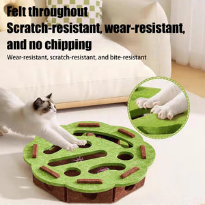 Interactive Cat Puzzle Box Toy with Bell - Felt Maze Game for Mental Stimulation, Enrichment, Scratching Exercise for Indoor Cat