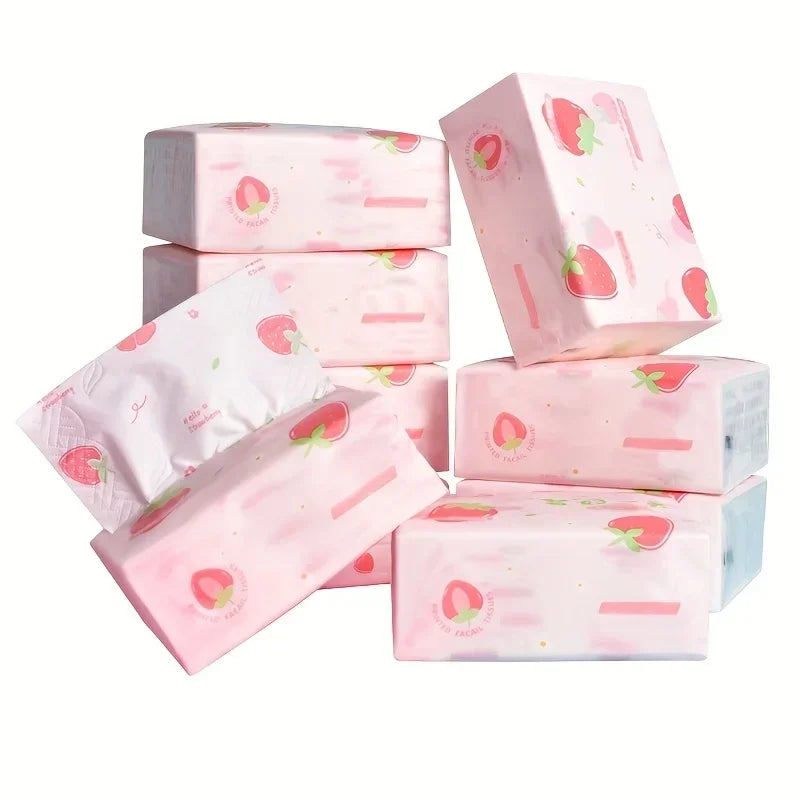 1 Pack/5 Packs/10Packs  of Strawberry Printed 4-layer Soft Paper, Household Paper, Toilet Paper, Napkins, Kitchen Paper