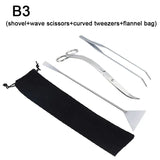 Aquarium Tools Set Scissor Tweezers Plants Wave Scissors Grass Stainless Cleaning Tools Fish Tank Shovels Aquarium Accessories