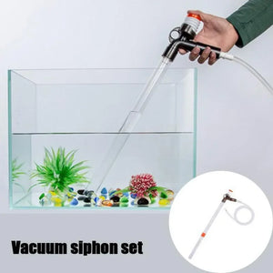 Adjustable Water Flow Sand Cleaner Press-Type Siphon Pump Aquarium Gravel Cleaner with Glass Scraper Fish Tank Water Changer Kit