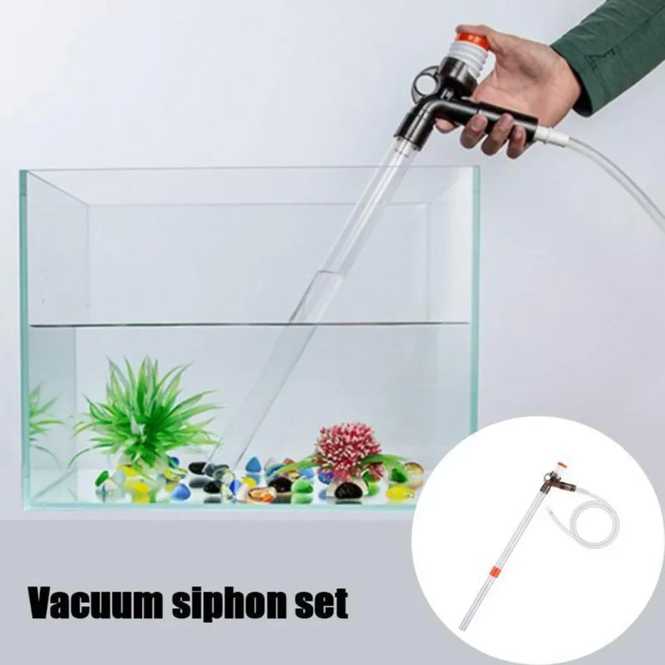 Adjustable Water Flow Sand Cleaner Press-Type Siphon Pump Aquarium Gravel Cleaner with Glass Scraper Fish Tank Water Changer Kit