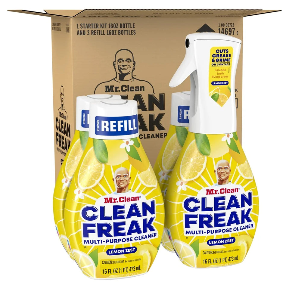 Multi Surface Cleaning Spray Deep Cleaning Kit Refill Bundle Lemon Zest Scent 64 fl oz Powerful Grease and Grime Remover with