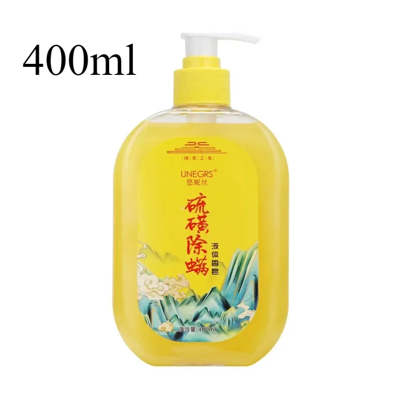 400/500ml Sulfur Mite Bath Lotion Deeply Cleans Acne Inhibits Bacteria Relieves Itching Refreshes Moistens Liquid body wash
