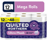 Ultra Plush 3 Ply Toilet Paper 12 Mega Rolls Soft Absorbent Bulk Bath Tissue 3060 Sheets Septic Safe Lint Free 3X Thicker