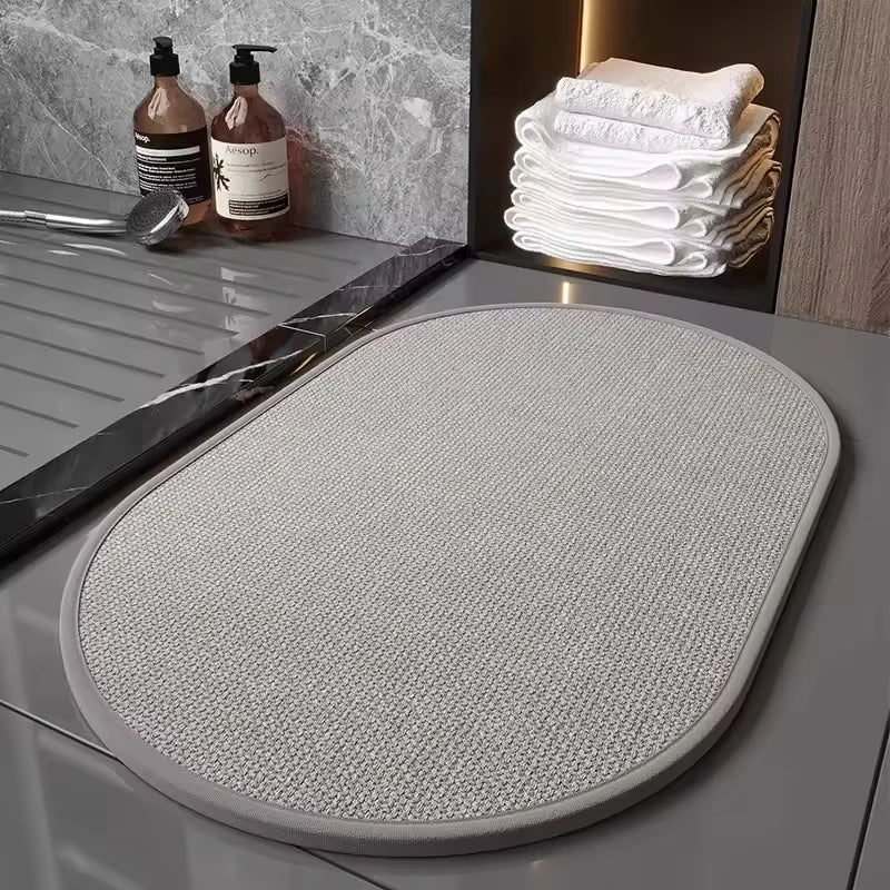 8mm Quick Dry Braided Standing Rug Bathroom Door Mat Water Absorbent Shower Non-slip Bath Mat