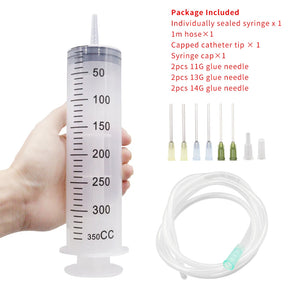 100-550ml Large Syringes With Tube for Liquid Plastic Syringes With Tip Cap for Glue Dispensing, Watering, Refilling, Feeding