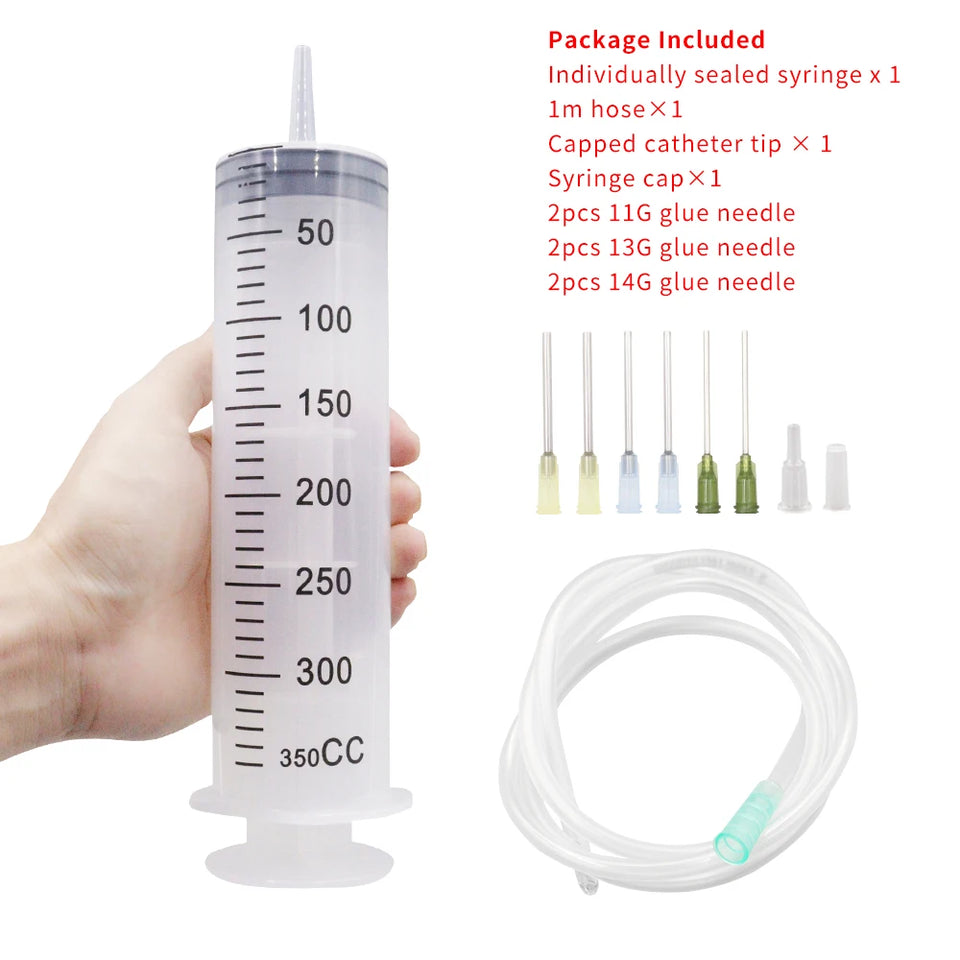 100-550ml Large Syringes With Tube for Liquid Plastic Syringes With Tip Cap for Glue Dispensing, Watering, Refilling, Feeding