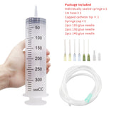 100-550ml Large Syringes With Tube for Liquid Plastic Syringes With Tip Cap for Glue Dispensing, Watering, Refilling, Feeding
