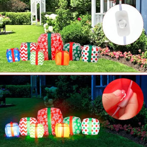 7 Pcs LED Inflatables Outdoor Decorations 6.6 Ft Inflatable Joy Santa Claus Large Blow up Decor for Xmas Party Yard Lawn Garden