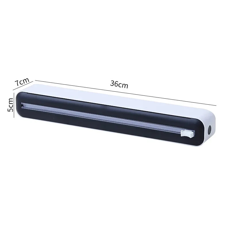 Practical Kitchen Tool Plastic Wrap Dispenser with Cutter, Adjustable Foil & Cling Film Storage Box Food Wrap Organizer