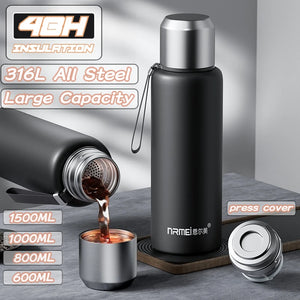 1.5L Thermos Bottle For Tea Stainless Stee Insulated Coffee Bottle Hot Water Bottles Vacuum Flask Mug Thermal Containers Cup