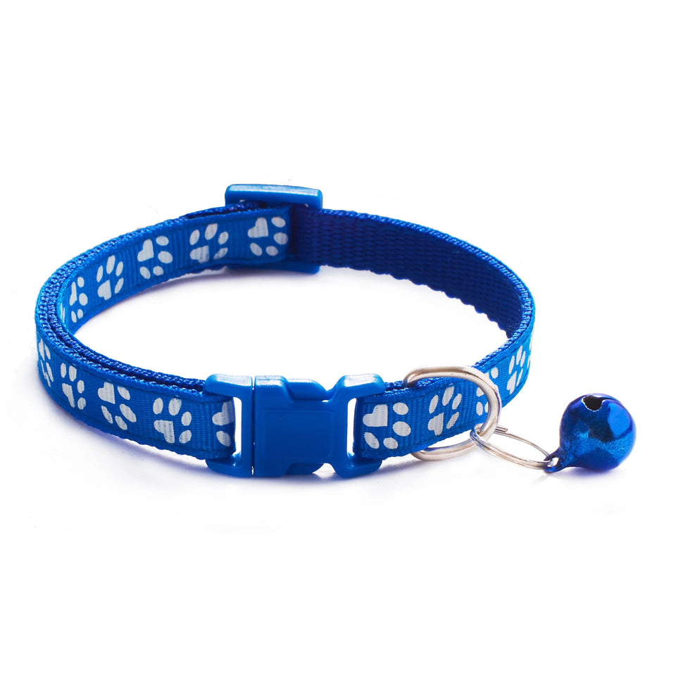 HABO Collar With Bell Cartoon Footprint Colorful Dog Puppy Cat Accessories Kitten Collar Adjustable Safety Bell Ring Necklace