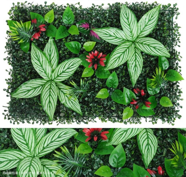 Green Artificial Plants Wall Panel Plastic Outdoor Lawns Fake Flowers Decor  Wedding Backdrop Party Garden Grass Flower Wall