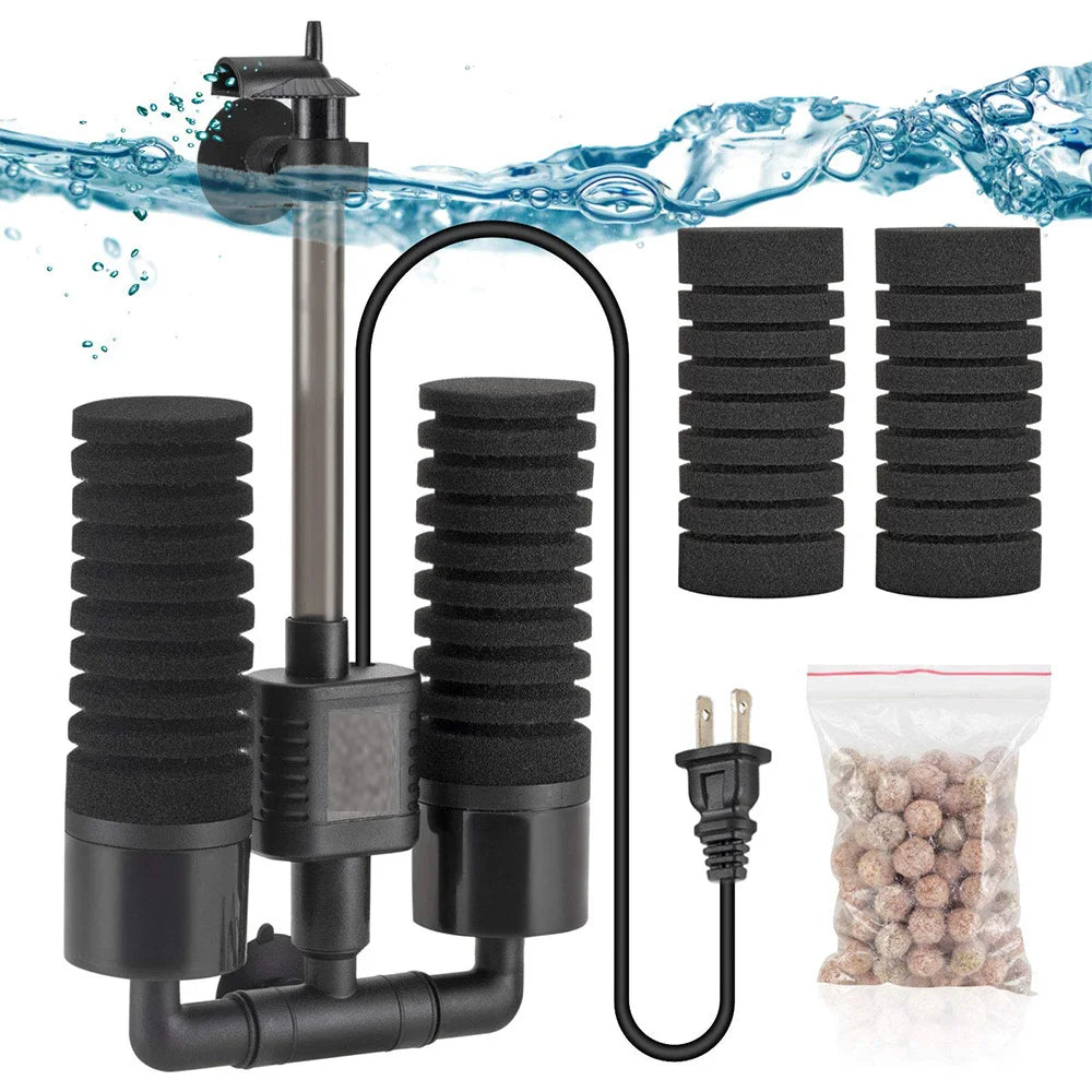 220V Aquarium Filter Fish Tank Air Pump Skimmer Biochemical Sponge Filters Fish Tanks Filtration System Aquariums Accessories