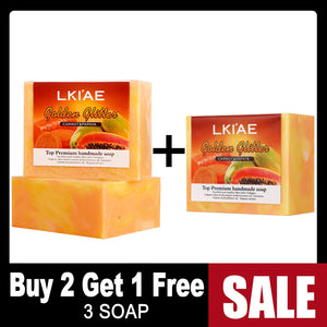 LKIAE Natural Carrot & Papaya Handmade Soap, Brightening, Clean Skin, Reduce Acne, Dark Spots, Face & Body Wash, 150g/3.53 oz