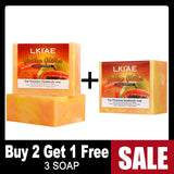 LKIAE Natural Carrot & Papaya Handmade Soap, Brightening, Clean Skin, Reduce Acne, Dark Spots, Face & Body Wash, 150g/3.53 oz