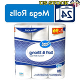 Soft Strong Premium Toilet Paper 24 Mega Rolls 380 Sheets 2 Ply Septic Safe Absorbent Gentle Cleaning Unscented Household