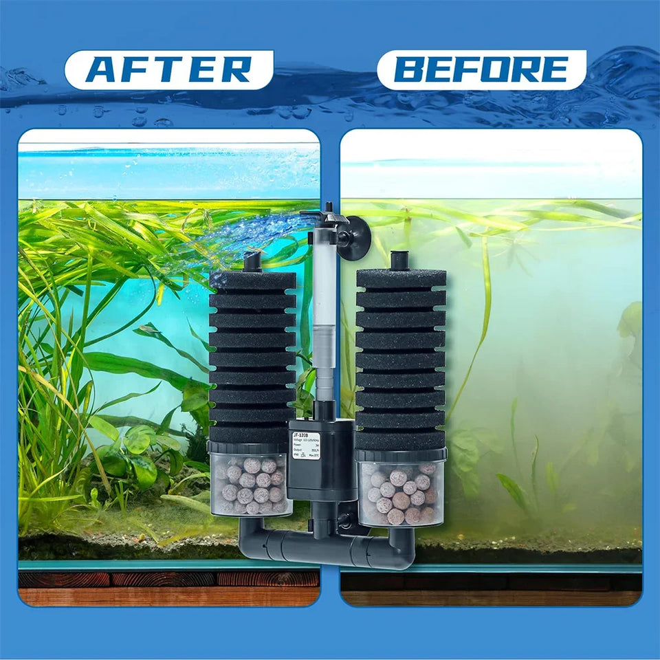 220V Aquarium Filter Fish Tank Air Pump Skimmer Biochemical Sponge Filters Fish Tanks Filtration System Aquariums Accessories