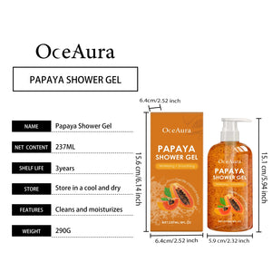 Papaya Whitening Shower Gel Exfoliating Fade Pigmentation Lasting Aroma Refreshing Control Oil Hydrating Rich Foam Body Wash