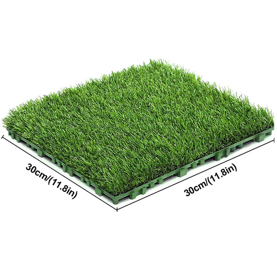 10 Pcs 12 Inchx12 Inch Fake Grass Deck Turf Tiles Interlocking Grass Deck Tiles Flooring Decor Pad for Garden Lawn Patio Balcony