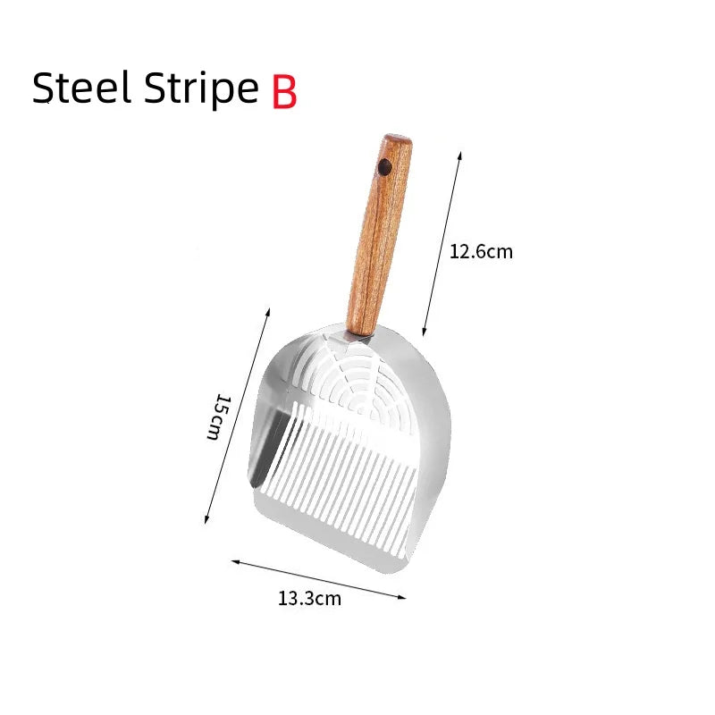 Cat Litter Shovel Pet Cleaning Tool carbon steel Wooden Handle Washable Kitten Litter Scoop Cats Toilet Cleaning Shovel Tool