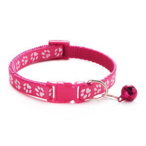 HABO Collar With Bell Cartoon Footprint Colorful Dog Puppy Cat Accessories Kitten Collar Adjustable Safety Bell Ring Necklace