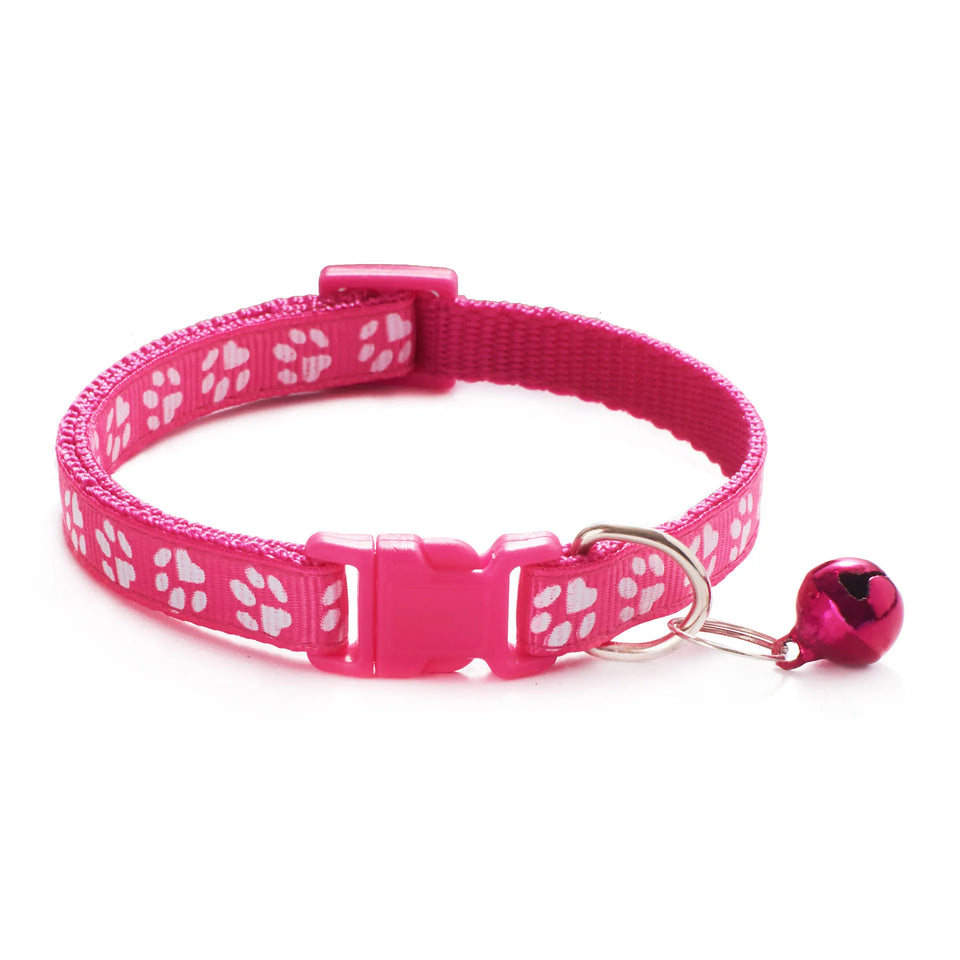 HABO Collar With Bell Cartoon Footprint Colorful Dog Puppy Cat Accessories Kitten Collar Adjustable Safety Bell Ring Necklace