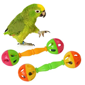 2Pcs Pet Parrot Interactive Colorful Ball with Bells Plastic Toy for Budgie