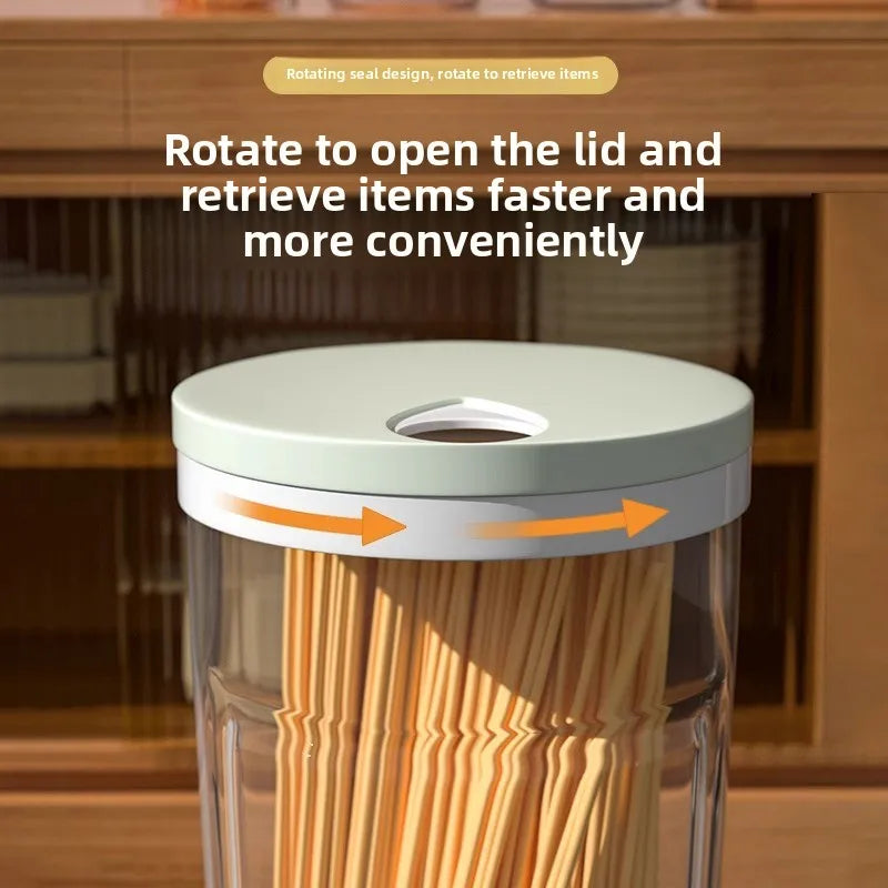 Noodles Storage Container Food Grade Plastic Transparent Airtight Kitchen Multi Compartment Sealed Jars Pantry Dry Food Cylinder